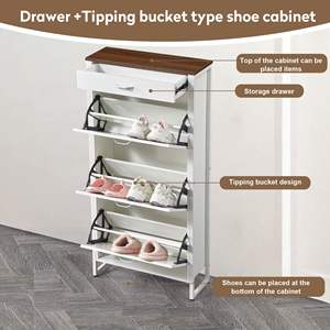 DB Modern MDF <b>Shoe</b> <b>Rack</b> With 3 Flip Drawers And 1 Hidden Drawer <b>Slim</b> Freestanding Entryway Storage Cabinet For Home Use - Product Image 5