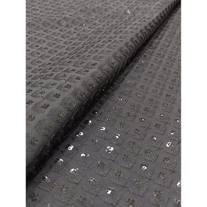 Tissu en soie noire Triloki, 44 pouces, motif abstrait transparent, pour la confection de saris - Product Image 2
