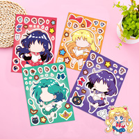 Rompecabezas de 8 piezas de Sailor Moon de plástico para hacer caras, pegatinas, decoración para equipaje y escritorio, diversión para maternidad