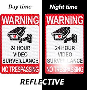 Adesivo in Alluminio per Segnaletica <span class=keywords><strong>Video</strong></span> per Sistema di Allarme Domestico e Aziendale, Segnali di Avvertimento Adesivi per Sicurezza 24 Ore su 24 - Product Image 6