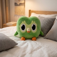 Peluche hibou vert Duolingo, cadeau pour enfants pour l'apprentissage des langues étrangères, 25 cm, en tissu coton avec doublure en maille, anti-stress