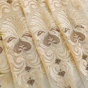 Bán buôn màu be Sheer Rèm phong cách Châu Âu vải tuyn thêu Rèm sang trọng cho phòng khách - Product Image 5