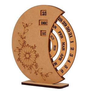 सतत कैलेंडर के साथ लकड़ी के घर और कार्यालय सजावट लकड़ी डेस्क कैलेंडर घड़ी - Product Image 5
