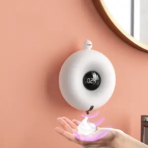 Creative Donut Automatischer Induktionsschaum-Seifensp ender mit Raum temperatur anzeige 300ml Wand-Hand waschmaschine