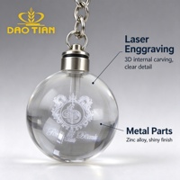 Porte-clés en cristal K9 gravé au laser 3D personnalisé, logo à l'intérieur de la sphère de verre, cadeau promotionnel d'entreprise, souvenir avec chaîne en métal