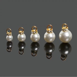 Pearl Pendants With Diamond Encrusted Gold <b>Top</b> For <b>Earring</b> Making Round Imitation Pearl Jewelry Findings White K Gold Plated - Product Image 4