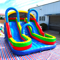 Toboggan gonflable commercial sec et humide avec piscine à jets d'eau, château gonflable pour location de fêtes en extérieur, taille personnalisable