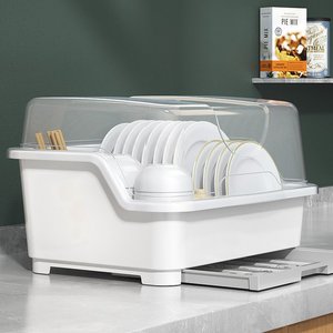 Household <strong>Kitchen</strong> Rack Transparent Clamshell Rack Mounted Dish Draining Bowl Rack <strong>Cupboard</strong> Tableware Storage Box