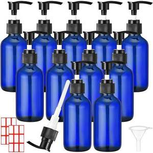 Botella de Vidrio Reciclable de 250ml, 500ml, 1000ml, Tipo Boston, Redonda, para Champú, Loción de Baño, Envase con Bomba - Product Image 3