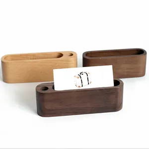 2023新款木质名片夹，带笔槽，用于书桌木质展示商务记事本卡座，用于办公桌面