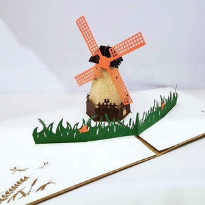 Carte de vœux 3D pour enfants, moulin à vent hollandais créatif, sculpture sur papier 3D rétro, <span class=keywords><strong>film</strong></span> architectural 3D, carte de vœux <span class=keywords><strong>gay</strong></span> pour enfants - Product Image 3