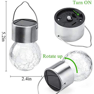 Lampes solaires suspendues <span class=keywords><strong>en</strong></span> forme de globe pour arbre, lanternes <span class=keywords><strong>en</strong></span> <span class=keywords><strong>verre</strong></span> craquelé, lampes d'extérieur étanches pour la cour, la rue, la terrasse, la clôture, décoration - Product Image 5