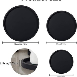 Plateau de rangement rond en silicone, style simple, pour bureau, salle de bain, évier de cuisine, plateau d'organisation et de rangement, 1 niveau, haut de gamme - Product Image 5
