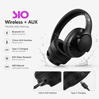 Casque sans fil étanche IP65 HiFi avec basses profondes, haut-parleur de 40 mm, réduction de bruit ANC