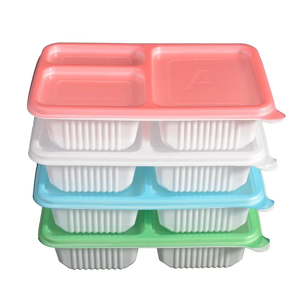 नि: शुल्क नमूने डिस्पोजेबल खाद्य ग्रेड पीपी प्लास्टिक वर्ग कई डिब्बे दोपहर के भोजन के बॉक्स उच्च और कम तापमान प्रतिरोध