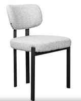Chaises de salon modernes en tissu bouclé, dossier incurvé, pieds en métal, lot de 4