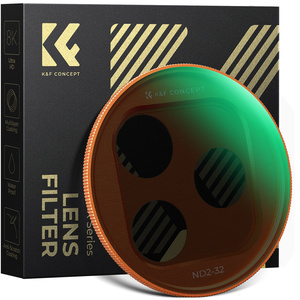 Filtro ND2-32 Bayonet Negro/Plateado/Naranja/Azul Oscuro de K&F Concept para <span class=keywords><strong>iPhone</strong></span> 17 Pro, Resistente al Agua y a los Arañazos, Cristal Óptico AGC - Product Image 1