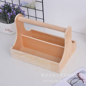 Wooden <b>Desktop</b> <b>Organizer</b> Rectangle Storage Box <b>For</b> Office Cosmetic And Perfume With Handle - Product Image 1
