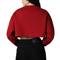 Setelan Hoodie dan Celana Jogger Wanita 2 Potong dengan Bordir Logo Kustom, Kerah Bulat, Celana Panjang, dan Atasan Crop Berpinggang Tinggi