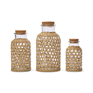 Recipiente de Vidrio Transparente Hermético para Almacenamiento de Alimentos, Frasco para Galletas con Tapa de Bambú - Product Image 1