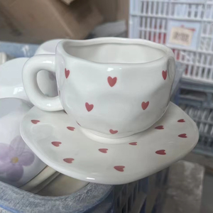 Bộ cốc sứ vẽ tay bán chạy tại nhà máy, bộ cốc cà phê gốm sứ, cốc không đều hình dạng kèm đĩ<span class=keywords><strong>a</strong></span> - Product Image 5