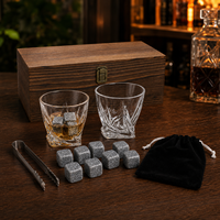 Coffret cadeau de whisky haut de gamme avec 2 verres torsadés, 8 glaçons en acier inoxydable, pince, boîte en bois, cadeaux personnalisés avec logo pour hommes