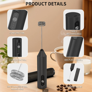 USB Rechargeable Electric Milk Frother Handheld Milk Foam <b>Maker</b> Wireless Milk Whisk for Coffee Latte Cappuccino Home Kitchen Bar - Product Image 2