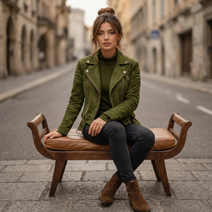 Woman Vintage Fashion <b>Leather</b> Coat Casual Shacket Windproof Zipper Pockets Goat <b>Leather</b> <b>Jacket</b> Zipper Closure <b>Winter</b> - Product Image 6