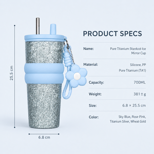 Tasse à thé isotherme professionnelle en titane 700 ml, design moderne, avec infuseur à thé - Product Image 2
