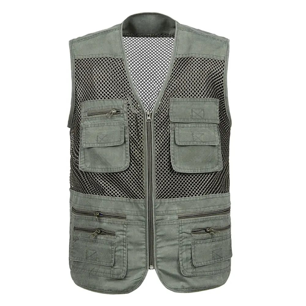 Mesh Quick-Drying Utility Vests Male with Many Pockets Mens Breathable Multi-pocket Fishing Vest Work Sleeveless Jacket