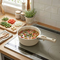 E-Top 5 pièces Poêle à frire antiadhésive forgée en aluminium personnalisé en acier inoxydable avec revêtement céramique Ensemble de casseroles pour la cuisine quotidienne à la maison