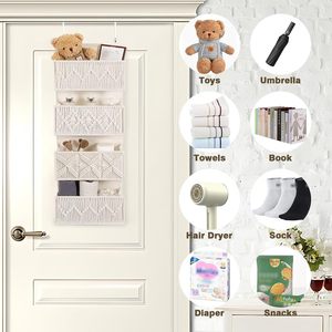 Organizador de Almacenamiento Colgante de 4 Niveles para Puerta, Decoración Boho, Organizador de Almacenamiento de Macramé para Guardería - Product Image 3