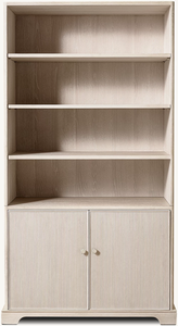 Bibliothèque en bois moderne, simple, écologique et durable avec portes de placard à lignes verticales et poignée en laiton pour salon et bureau à domicile - Product Image 2