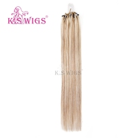 K.SWIGS Extensions de cheveux humains Remy 100% blondes ombrées, sans colle, installation facile, lisses, en vrac, vente en gros, micro-anneaux