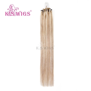 K.SWIGS Highlighted Blonde Ombre 100% Remy Human Hair No Glue Easy Install Straight Bulk Wholesale <b>Micro</b> Ring Hair <b>Extensions</b> - Product Image 2