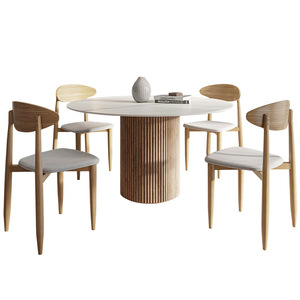 <span class=keywords><strong>Tavolo</strong></span> da Pranzo Rotondo <span class=keywords><strong>Allungabile</strong></span> in Legno Massello Moderno per Piccoli Appartamenti <span class=keywords><strong>con</strong></span> Capacità di <span class=keywords><strong>4</strong></span> Posti e Combinazione di <span class=keywords><strong>Sedie</strong></span> - Product Image 5