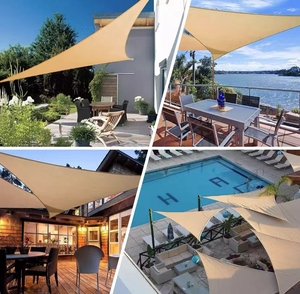 <span class=keywords><strong>Voiles</strong></span> d'ombrage imperméables Oxford en HDPE et polyester enduit PU pour extérieur, patio, <span class=keywords><strong>camping</strong></span> – Motifs carrés et triangulaires pour restaurants, été - Product Image 6