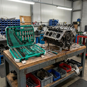 Jeu de clés à douilles en acier CR-V SAE et métriques de 216 pièces, poignée à cliquet industrielle, kit d'outils de réparation automobile pour voiture, moto, bricolage - Product Image 1