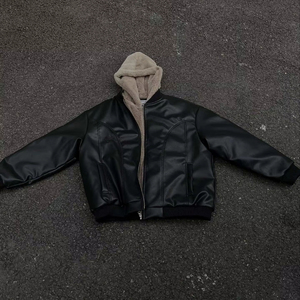 Veste à capuche zippée pour homme en coton 100% imprimé et brodé, surdimensionnée, lourde, streetwear, hiver - Product Image 6