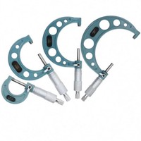 Vente d'usine REALMAX : Kit de micromètres extérieurs à pointe carbure (4 pièces) 0-150 mm, cadre peint, accessoires pour machines-outils