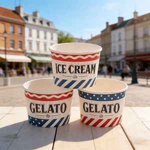 Tazón/Vaso de Papel Desechable Ecológico de 4oz, 8oz y 16oz con Tapas, Estampado y Relieve para Helados - Product Image 1