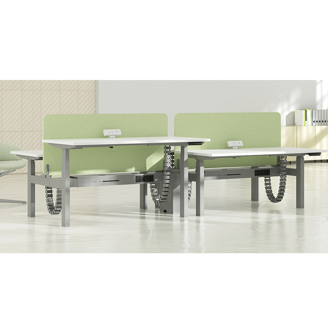 Modular Ergonomic 4-Person Workstation Adjustable Height Sit-Stand Desk with Convertible Design for Modern Open Office
