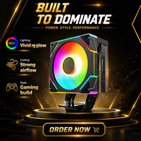 Pendingin CPU Udara T400 4 Heat Pipe 120mm Lampu Warna Tetap 3Pin Kipas Pendingin Untuk Intel LGA & AMD AM Series Gaming PC