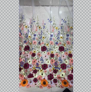 Tessuto in Pizzo Nigeriano di Alta Qualità con Ricamo Floreale 3D, Pizzo Africano Ecologico per Abiti da Festa e da Sposa - Product Image 1