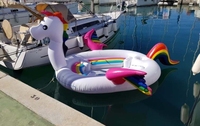 Flotteur d'eau en PVC, équipement aquatique pour lac, mer, plage, grand licorne arc-en-ciel pour 6 personnes, île flottante gonflable