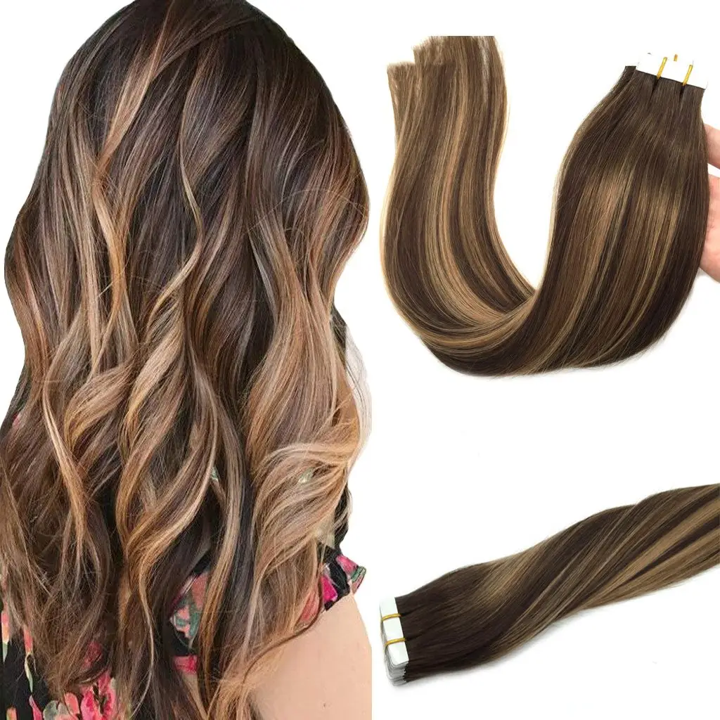 24 bandes dans les extensions de cheveux bande bouclée dans les extensions de cheveux humains blonds russes