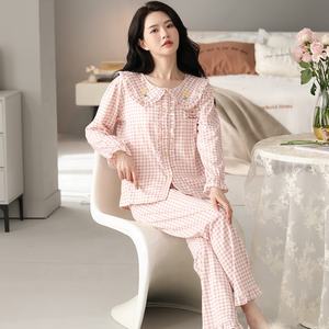 Pyjamas d'<span class=keywords><strong>hiver</strong></span> épais pour femmes, col rabattu, manches longues, vêtements de nuit en coton laiteux Plus 4XL, vêtements de nuit d'extérieur doux pour la maison - Product Image 3