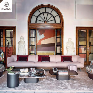 Divani di Lusso Italiani per Soggiorno, Mobili di Alta Gamma, Divano in Velluto, Set di Divani di Lusso a Forma di L di Foshan - Product Image 1