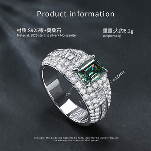 <span class=keywords><strong>Anillo</strong></span> <span class=keywords><strong>de</strong></span> Plata <span class=keywords><strong>de</strong></span> Ley S925 <span class=keywords><strong>con</strong></span> Incrustaciones <span class=keywords><strong>de</strong></span> Diamantes Completas, Corte <span class=keywords><strong>Esmeralda</strong></span>, Moissanita Verde <span class=keywords><strong>de</strong></span> 2 Quilates, para <span class=keywords><strong>Hombre</strong></span>, <span class=keywords><strong>Anillo</strong></span> <span class=keywords><strong>de</strong></span> Boda, Listo para Enviar - Product Image 6