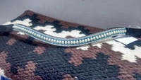 Bande de sourcils de luxe à 5 rangées de haute qualité pour chevaux en cuir véritable avec cristaux de perles turquoise blanches Produit authentique